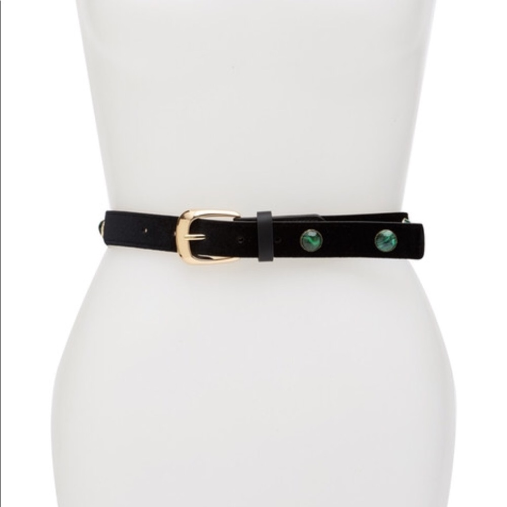 Anne Klein Black Velvet Stone Embellished Belt